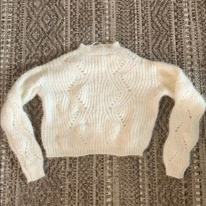 Cream cropped eyelash fuzzy sweater